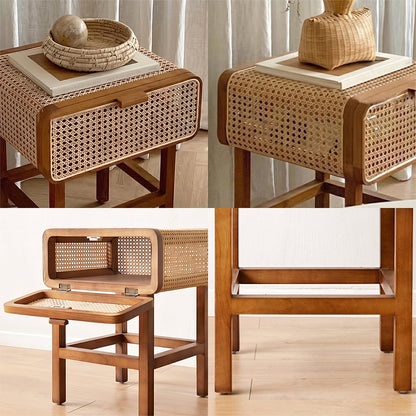 Wren Rattan Side Table, Bedside Table