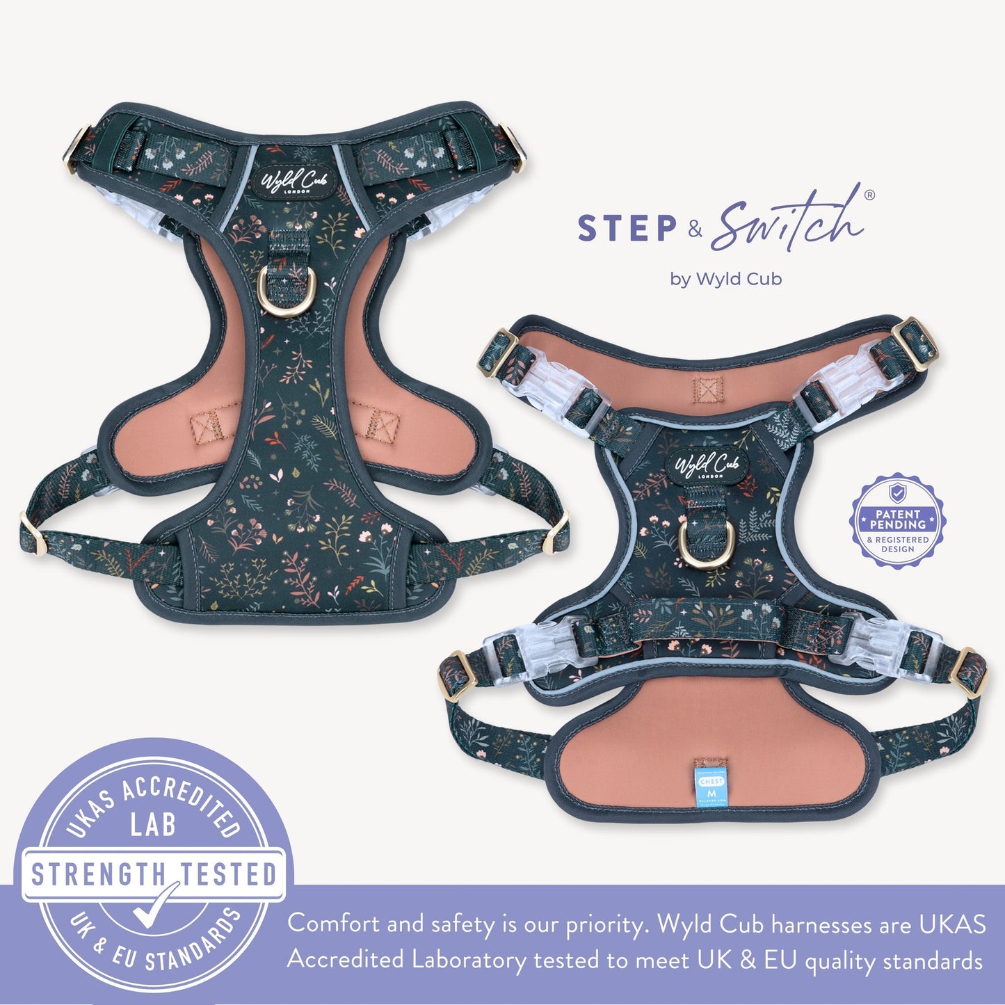 Wyld Cub - Step & Switch® Dog Harness: Chiswick Ravenwood