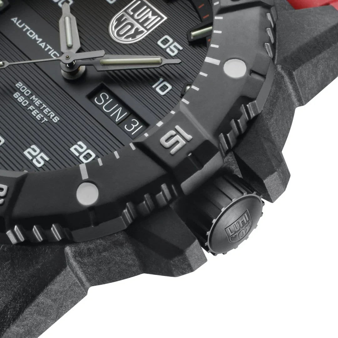 Luminox Master Carbon SEAL Automatic 45 mm Military Dive Watch - Black Dial Red Strap