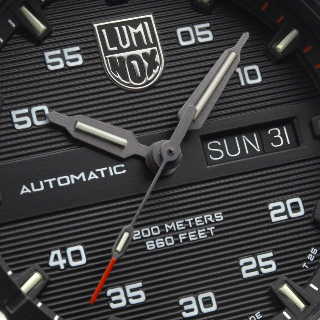 Luminox Master Carbon SEAL Automatic 45 mm Military Dive Watch - Black Dial Red Strap