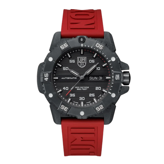 Luminox Master Carbon SEAL Automatic 45 mm Military Dive Watch - Black Dial Red Strap