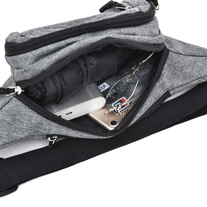 Pure Color Multi-function Pockets Waterproof Chest Bag Waist Crossbody Sports Bag