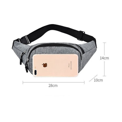 Pure Color Multi-function Pockets Waterproof Chest Bag Waist Crossbody Sports Bag