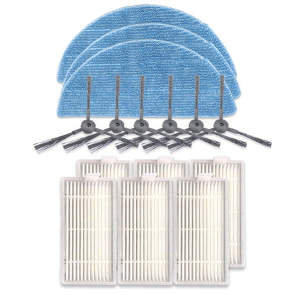XI242 3 Pairs K614 Side Brushes + 6 PCS I208 Filters+ 3 PCS I201 Rags Set for ILIFE V5S Pro / V50 / V5S, XI242