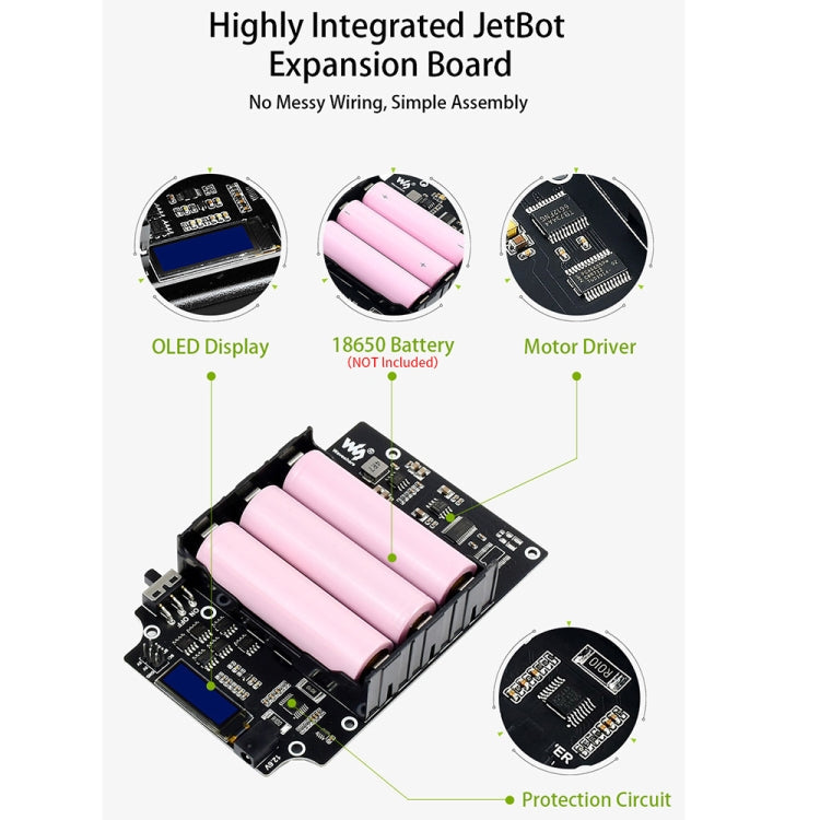 Waveshare JetBot AI Kit Accessories, Add-ons for Jetson Nano to Build JetBot, US Plug, Add-ons for Jetson Nano