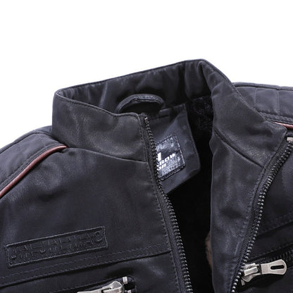 Men Casual Leather Jacket Coat(Color:Coffee Size:XXXL), M, L, XL, XXL, XXXL