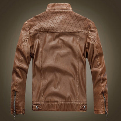 Men Plus Velvet Motorcycle Jacket Coat (Color:Coffee Size:XXXL), M, L, XL, XXL, XXXL, 4XL