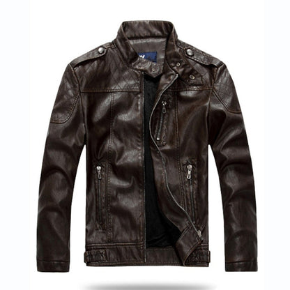 Men Plus Velvet Motorcycle Jacket Coat (Color:Coffee Size:XXXL), M, L, XL, XXL, XXXL, 4XL