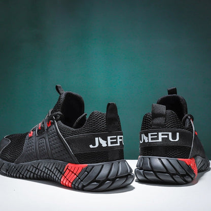 Jiefu Anti Smash And Stab Resistant Lightweight Breathable Anti Odor Flying Fabric Safety Shoes (Color:Black Size:45), 36, 37, 38, 39, 40, 41, 42, 43, 44, 45, 46, 47, 48