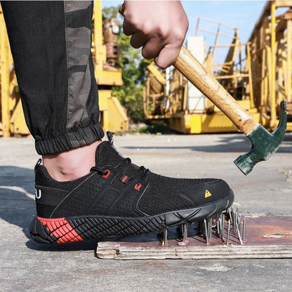 Jiefu Anti Smash And Stab Resistant Lightweight Breathable Anti Odor Flying Fabric Safety Shoes (Color:Black Size:45), 36, 37, 38, 39, 40, 41, 42, 43, 44, 45, 46, 47, 48
