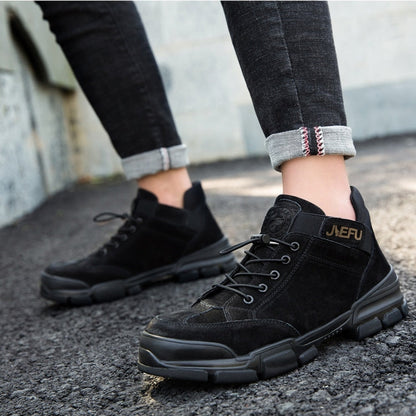 Jiefu Anti Smashing, Anti Piercing, Waterproof And Oil Resistant Electric Welding High Top Safety Shoes (Color:Sand Color Size:46), 45, 46