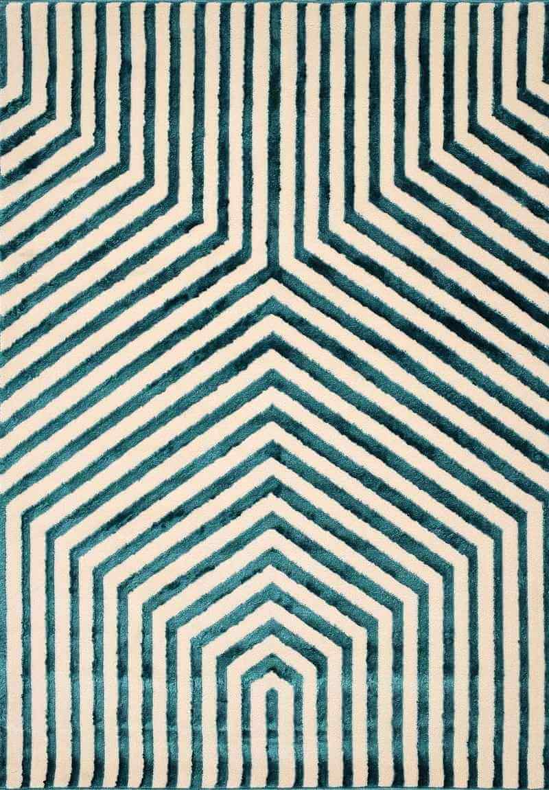 Zeo Deco Rug – Soft 3D Texture in Beige & Blue