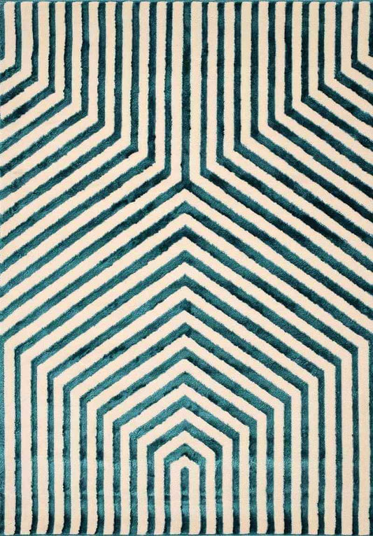 Zeo Deco Rug – Soft 3D Texture in Beige & Blue