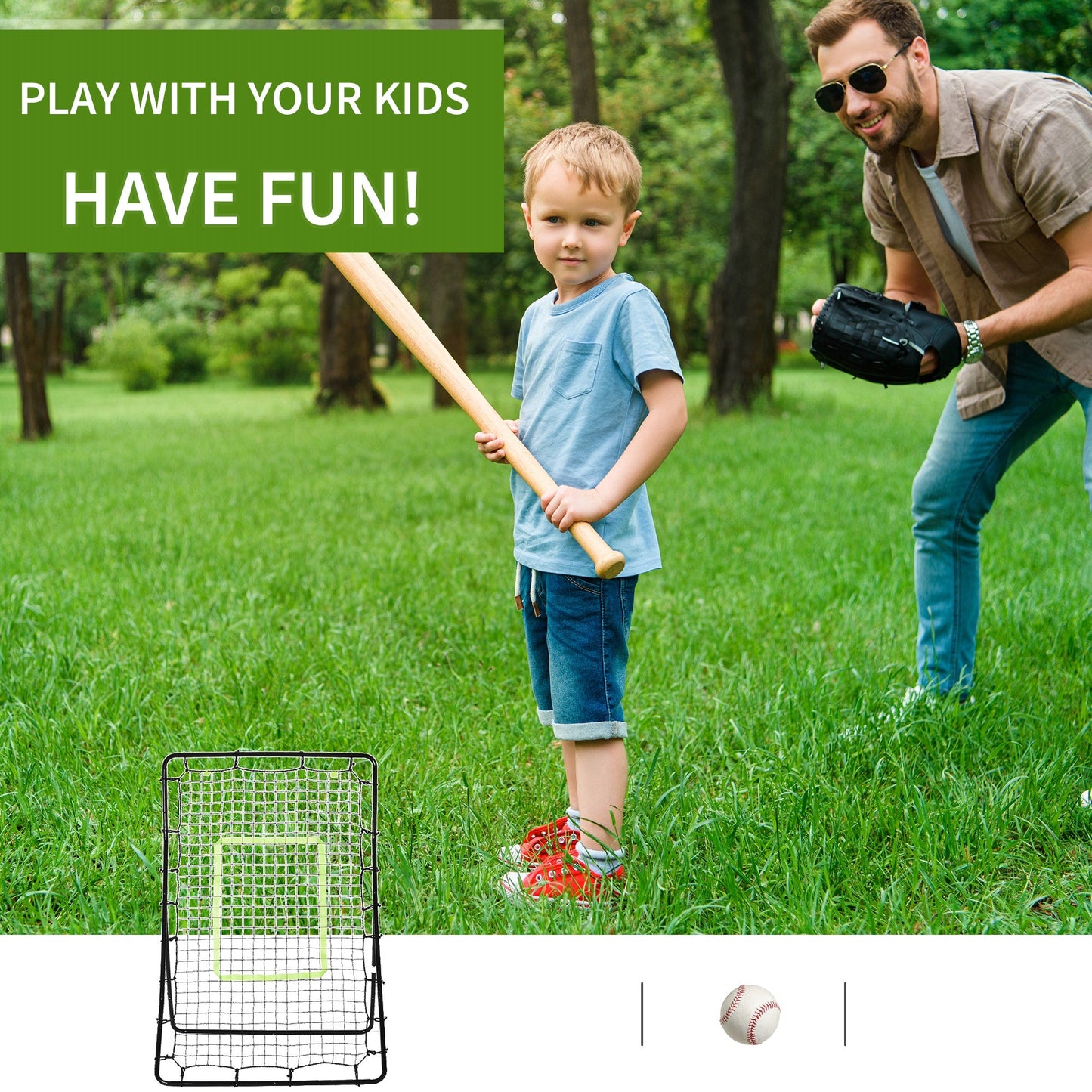 Rebounder Net Target Ball Kickback Baseball Training Equipment Play HOMCOM