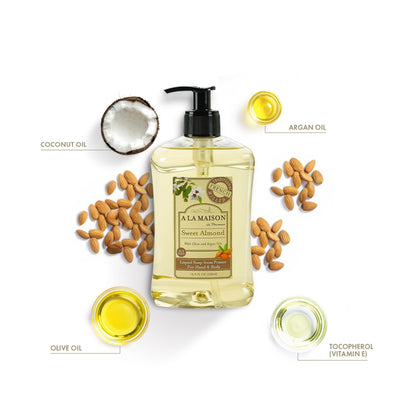 A LA MAISON Almond Hand Soap – French Craft, Plant-Based, 3-Pack (16.9 oz)