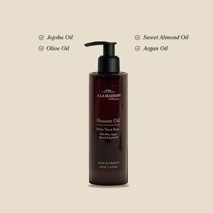 A LA MAISON Cleansing Shower Oil – White Tea & Rose | Hydrating, Oil-to-Lather Cleanser