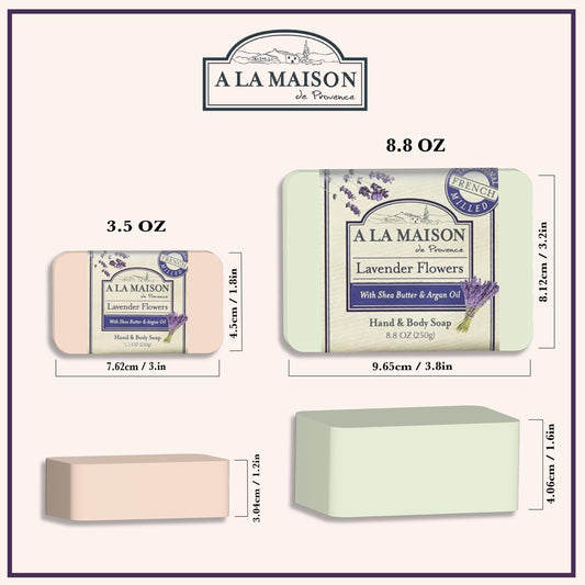 A LA MAISON Lavender Flower Bar Soap — Triple Milled French Hand Soap, 3 Bars (8.8 oz total)