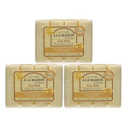 A LA MAISON Oat Milk Bar Soap – Triple Milled Natural Hand Soap, 12 Bars (3.5 oz each)