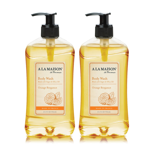 A LA MAISON Orange Bergamot Body Wash 25.36 Fl Oz, 2 Pack | French Milled, Natural Ingredients