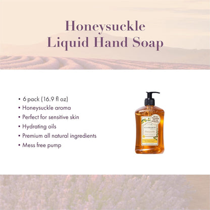 A LA MAISON Honeysuckle French Liquid Hand Soap – 16.9 oz (6-Pack) – Plant-Based, Vegan, Cruelty-Free