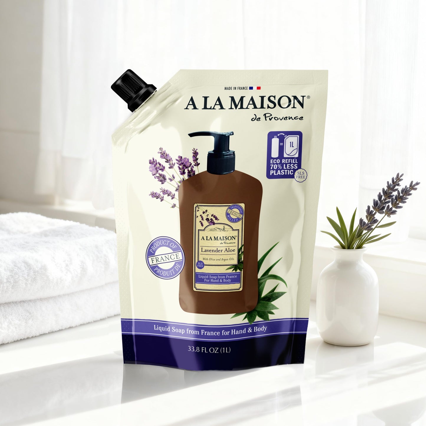A LA MAISON Lavender Aloe Refill – French Liquid Hand Soap (Vegan, Cruelty-Free)