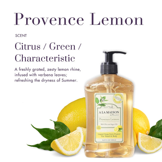 A LA MAISON Provence Lemon Hand Soap – Triple French Milled, 16.9 oz Bottle (2 Pack)