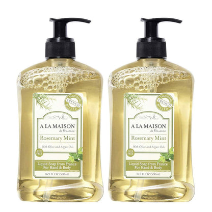 A LA MAISON Rosemary Mint French Liquid Hand Soap – 16.9 oz, 2 Pack | Plant-Based, Vegan & Cruelty-Free