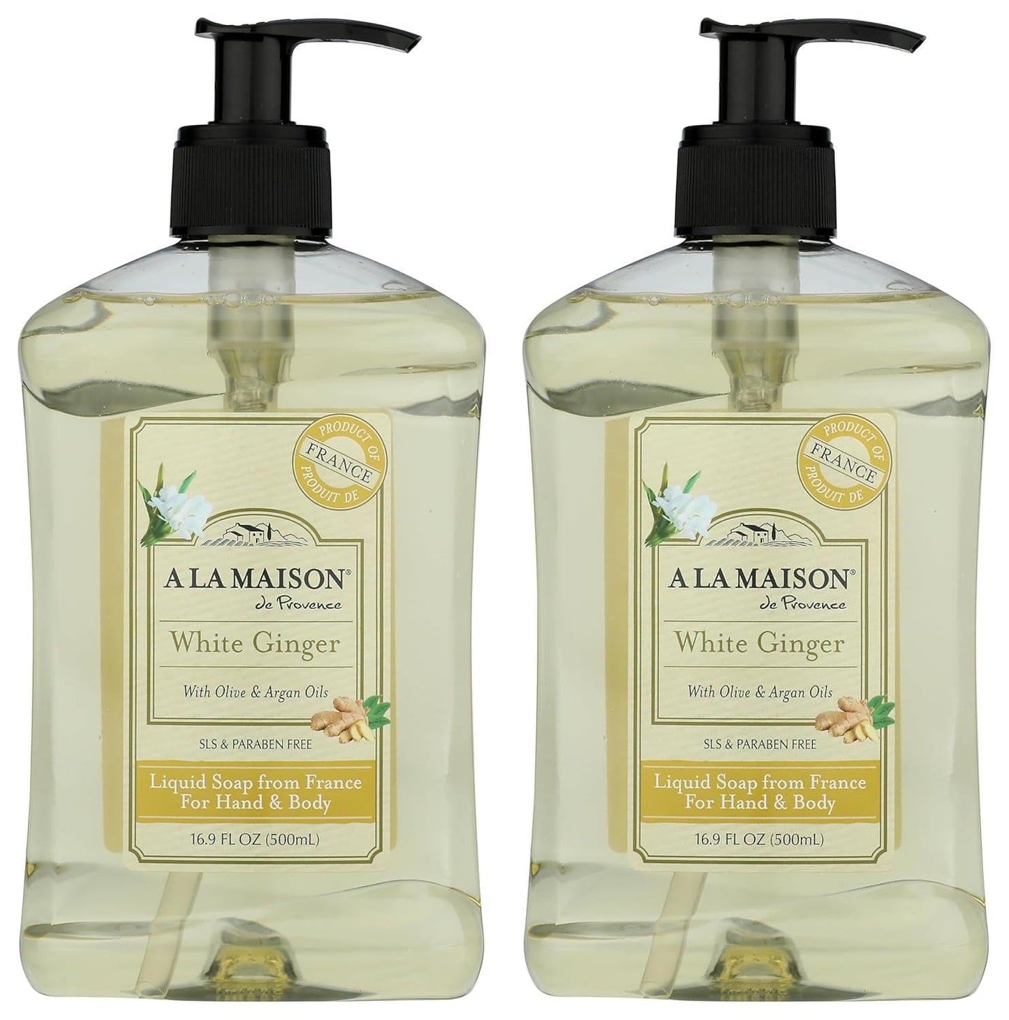 A LA MAISON White Ginger Hand Wash – 2 Pack, Plant-Based, Vegan, Biodegradable