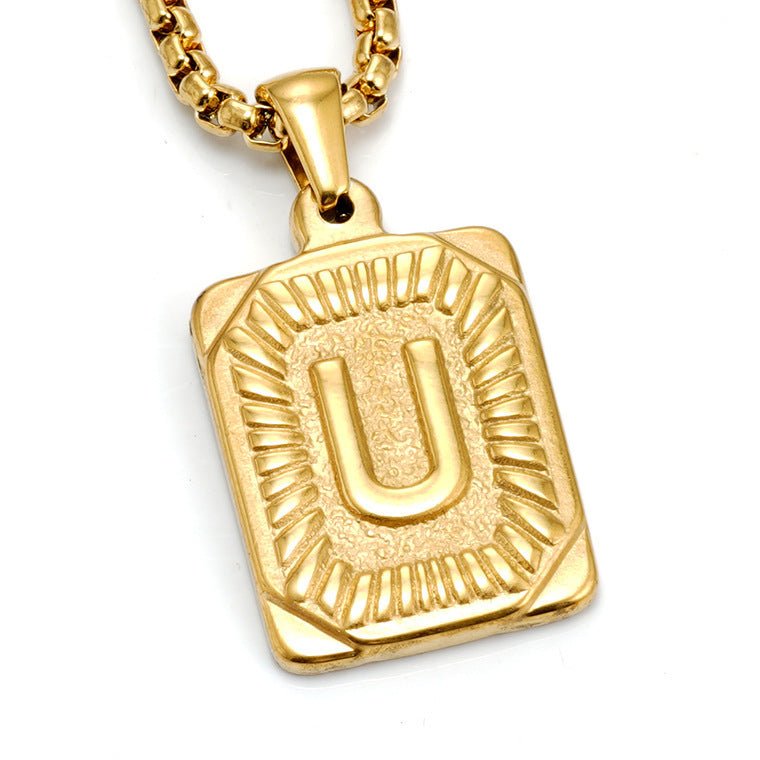 A-Z Alphabet Titanium Steel Letter Pendant Necklace