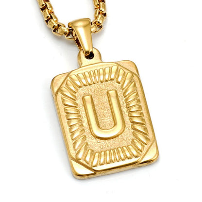 A-Z Alphabet Titanium Steel Letter Pendant Necklace