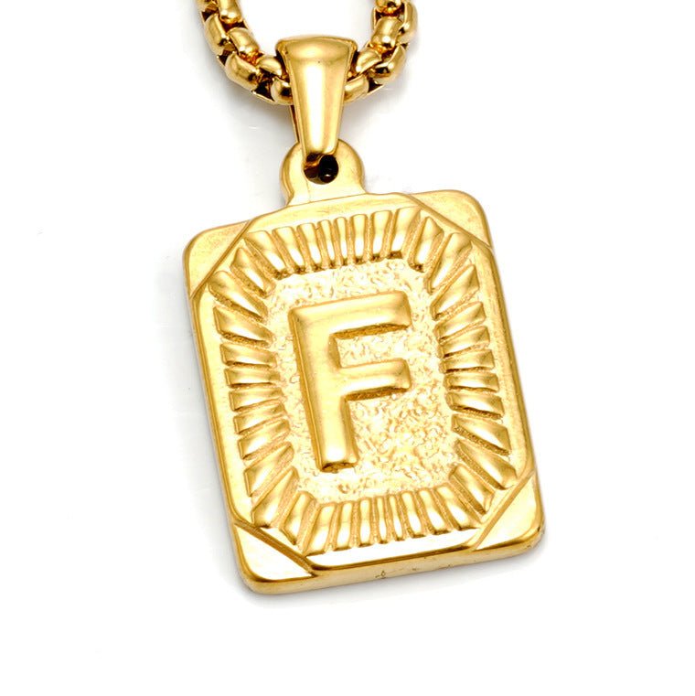 A-Z Alphabet Titanium Steel Letter Pendant Necklace