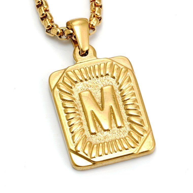 A-Z Alphabet Titanium Steel Letter Pendant Necklace