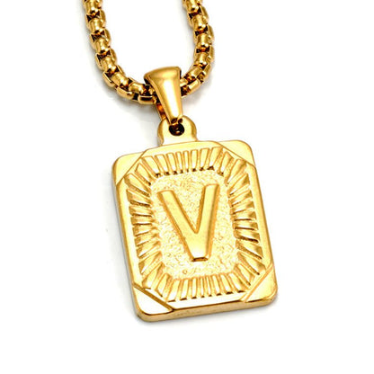 A-Z Alphabet Titanium Steel Letter Pendant Necklace