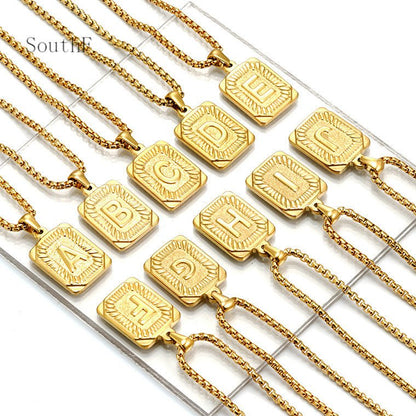 A-Z Alphabet Titanium Steel Letter Pendant Necklace