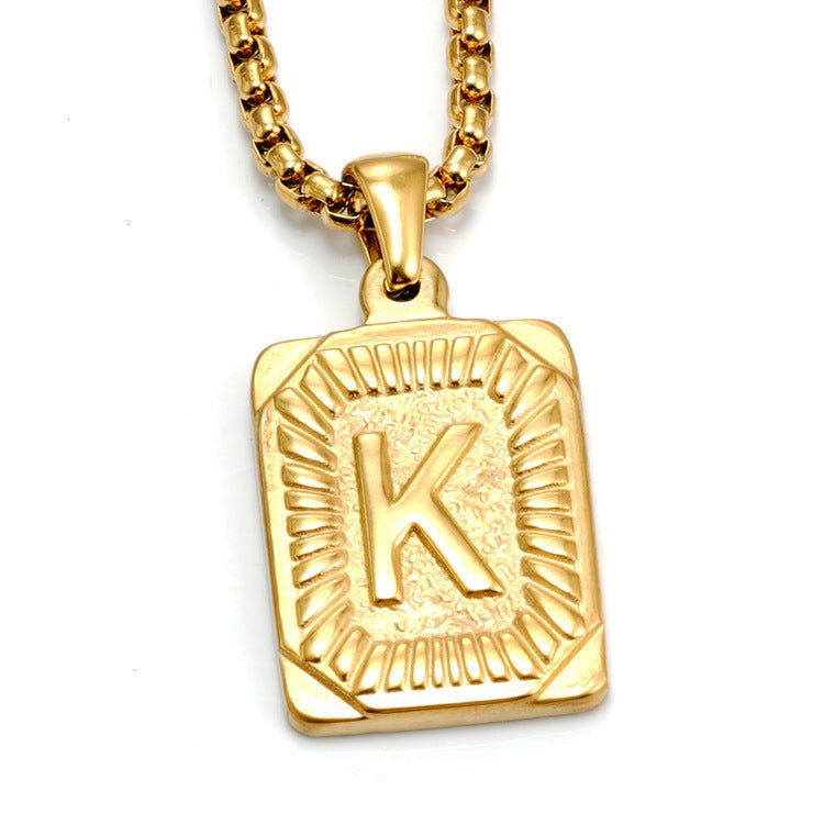 A-Z Alphabet Titanium Steel Letter Pendant Necklace
