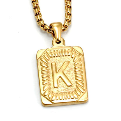 A-Z Alphabet Titanium Steel Letter Pendant Necklace