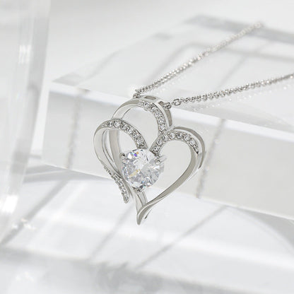 Heart Shaped Zircon Double Love Necklace