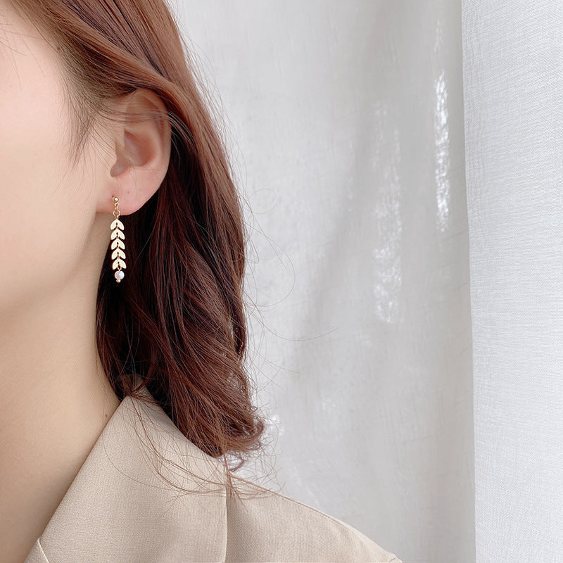 Wheat Pearl Necklace Earring Bracelet Set