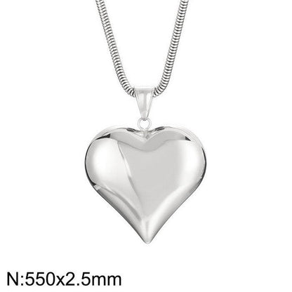 Gold Silver Plain Heart-Shaped Necklace