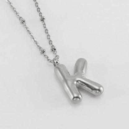 Bubble Letter Pendant Necklace A-Z