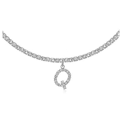A-Z Letter Zircon Necklace, Silver & Gold