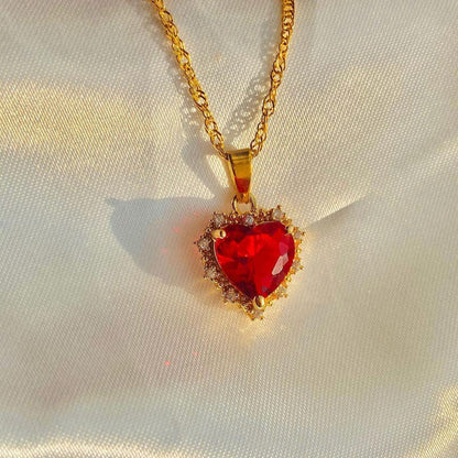 Gold Clavicle Chain Necklace Rhinestone Heart