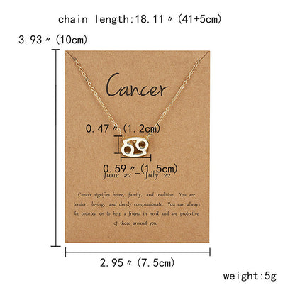 12 Zodiac Sign Constellation Pendant Necklace