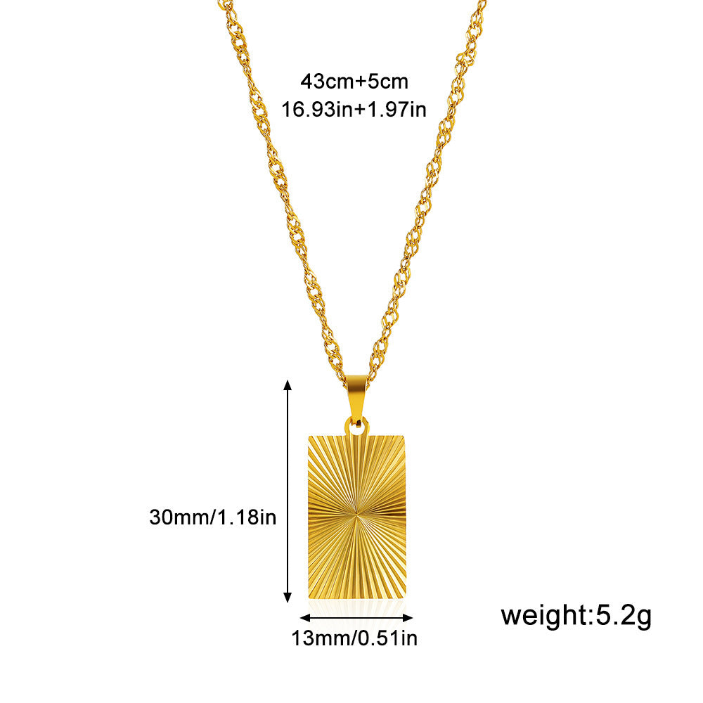 Round, Heart, Square, or Bow Design with Water Wave Chain Necklace