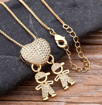 Son Daughter Heart Pendant Necklace