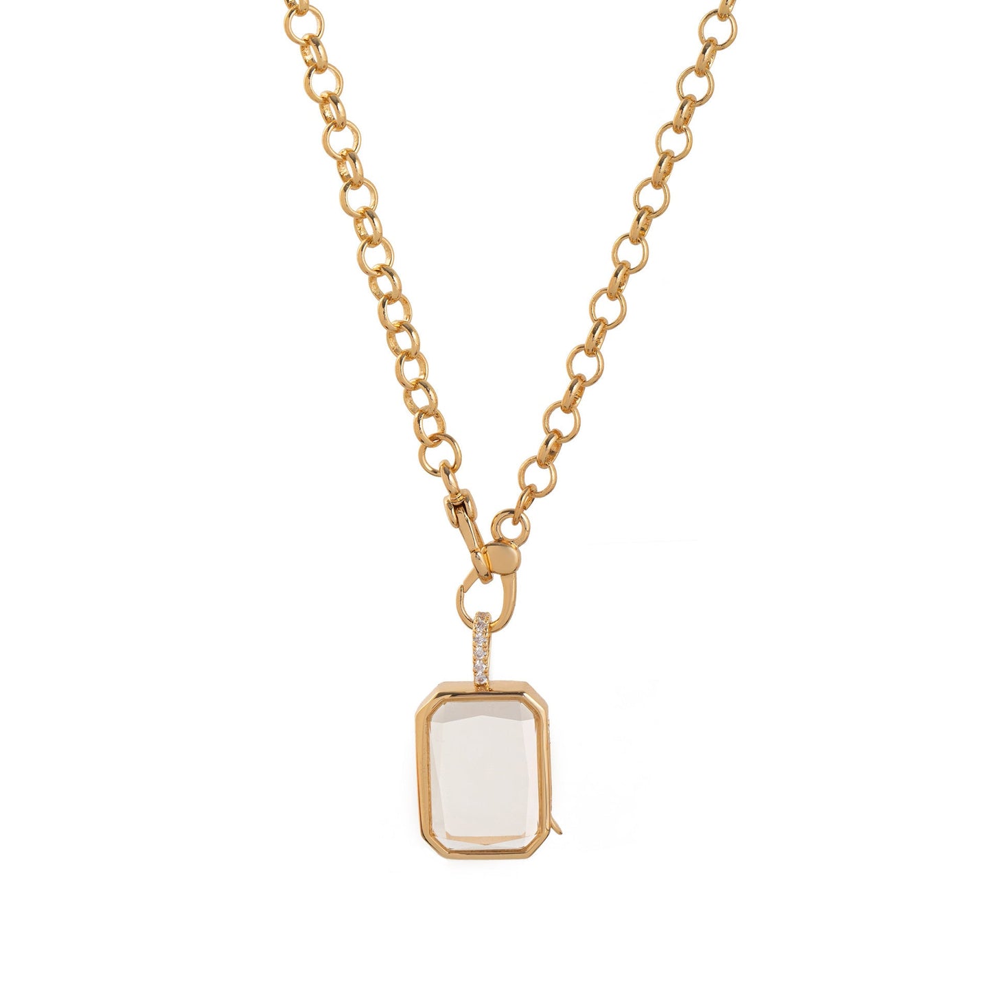 Retro Personalized Glass Charm Locket Box Necklace