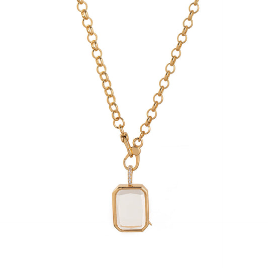 Retro Personalized Glass Charm Locket Box Necklace