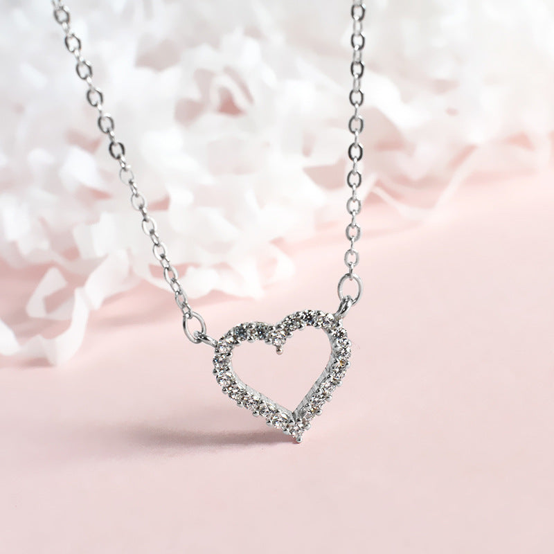 Silver Diamond Love Heart Necklace