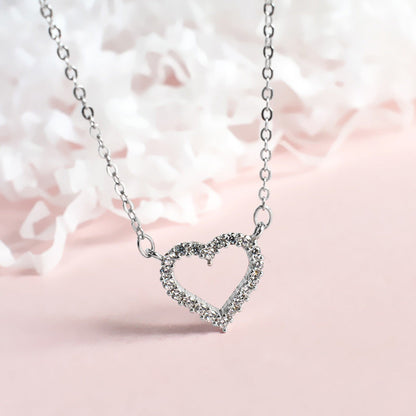 Silver Diamond Love Heart Necklace