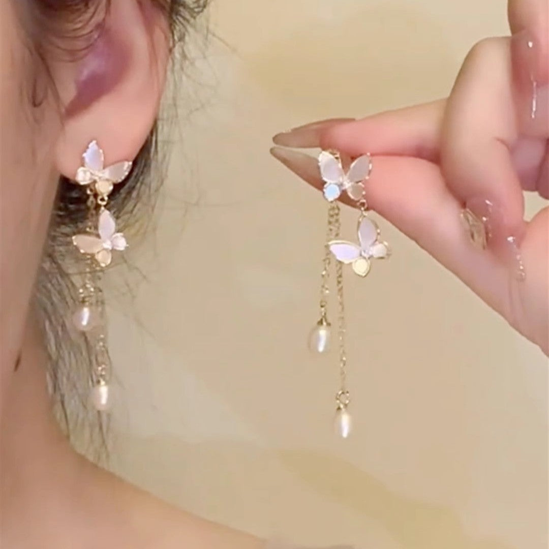 Pearl Butterfly Earrings for Women